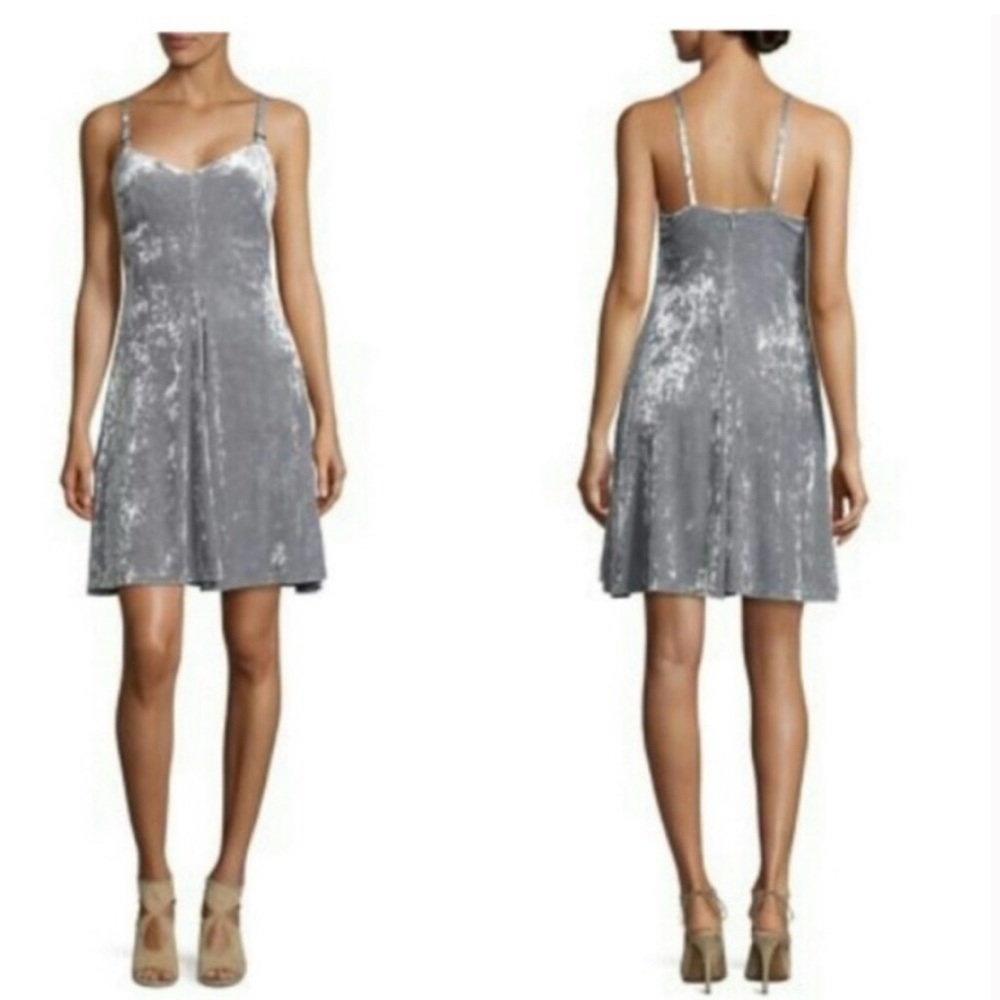 Calvin Klein crushed velvet silver Mini Dress in Size 8 NWT